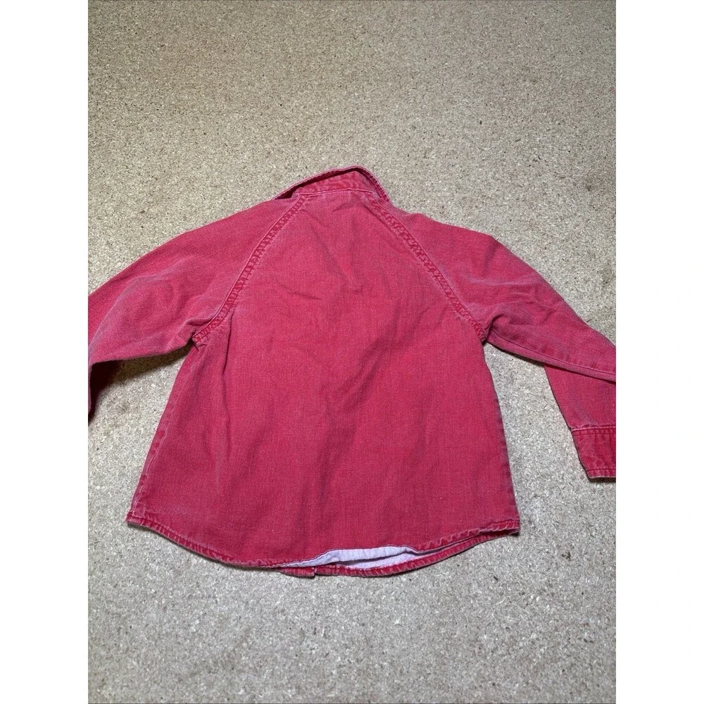 Vintage Oshkosh B'Gosh Kid 4T Cotton Denim Red Long Sleeve Shirt D1